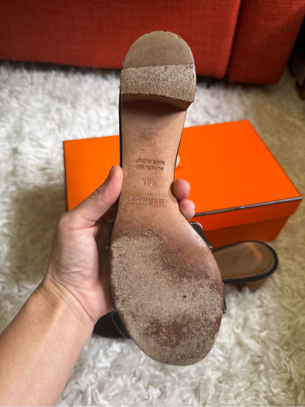 Black Hermes Oasis Sandal - READ DESCRIPTION - Picture 7 of 8